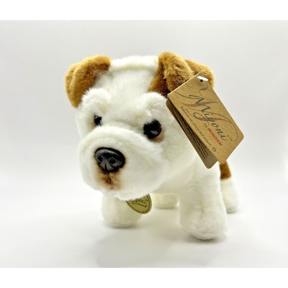 Miyoni by Aurora Realistic Bulldog 8.5" Plush Pup White Brown Dog Stuffed Animal - Picture 14 of 14